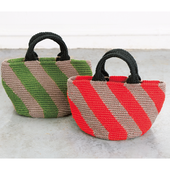 【DL編み物】斜めストライプのトートバッグ(DLknit-0006)