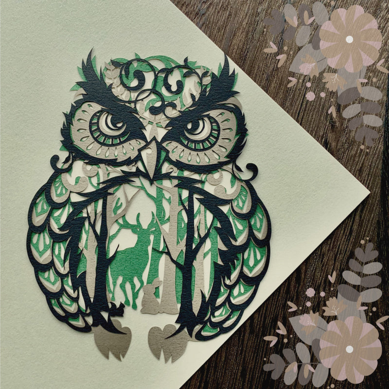 【切り絵キット】《フクロウ》 Design 祐琴/yuko（kit-0097)