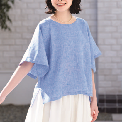 【型紙】高橋恵美子デザイン 手ぬいのスリット入りブラウス（EC-0010）