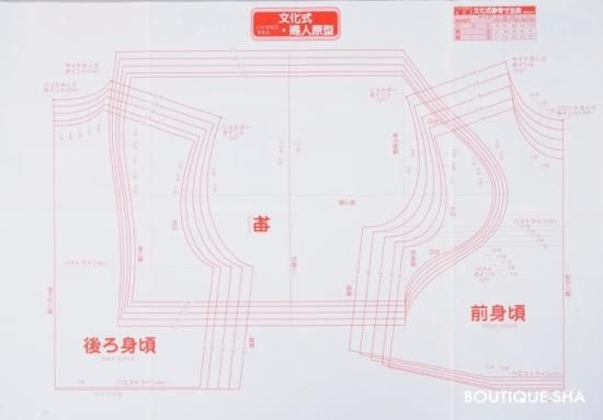 【型紙】実物大の婦人原型（文化式・ドレメ式）１枚と製図の引き方ハンドブックセット(kit-0001)