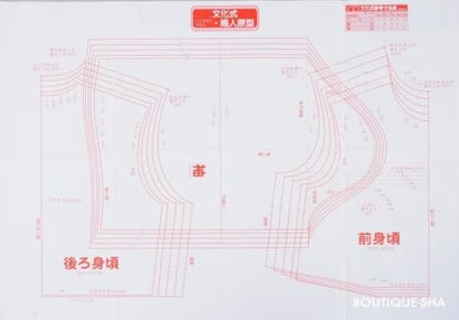 【型紙】実物大の婦人原型（文化式・ドレメ式）１枚と製図の引き方ハンドブックセット(kit-0001)
