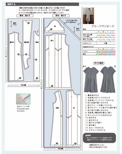 【型紙】プリーツワンピース designed by かたやまゆうこ(KY-0001)