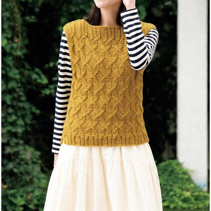 【DL編み物】麻の葉模様のボートネックベスト Design by 武田敦子(DLknit0022)