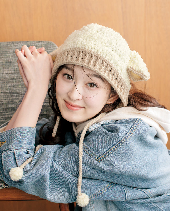 【DL 編み物】ひつじのボンネット（DLknit0042）