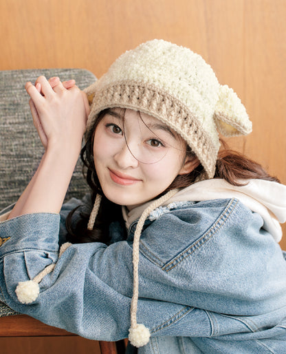 【DL 編み物】ひつじのボンネット（DLknit0042）