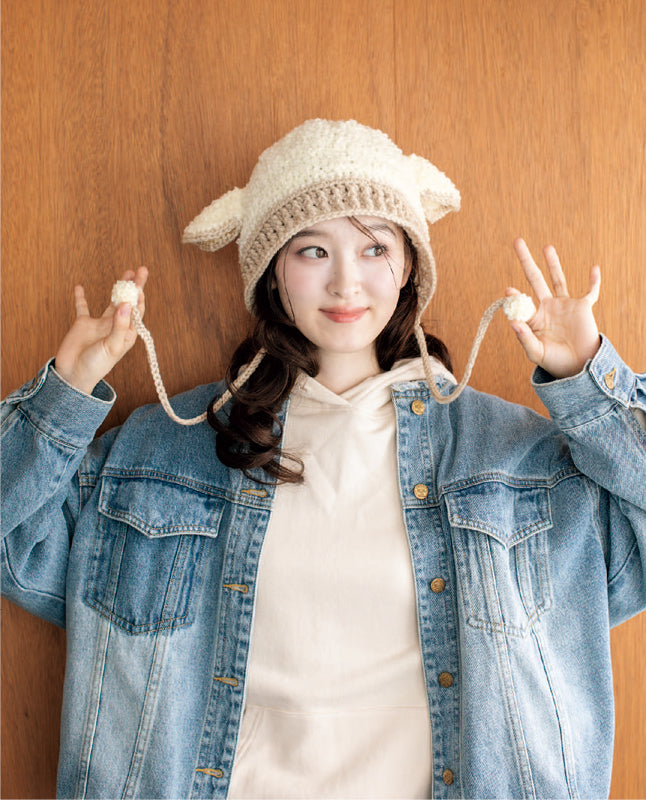 【DL 編み物】ひつじのボンネット（DLknit0042）