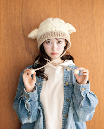 【DL 編み物】ひつじのボンネット（DLknit0042）