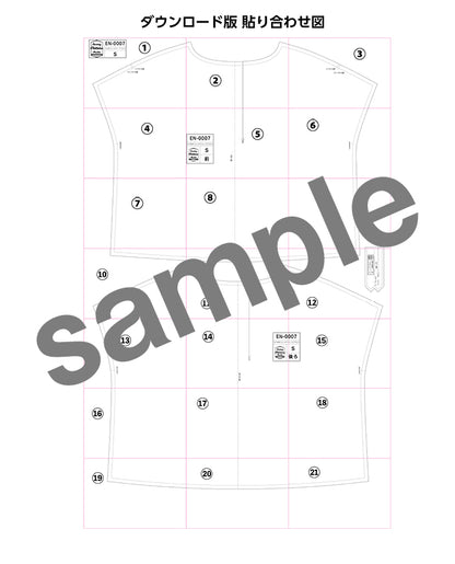 【型紙】タブ付きフレンチスリーブブラウス　Designed by enanna （EN-0007）